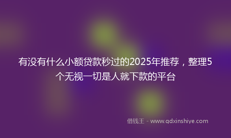 有没有什么小额贷款秒过的2025年推荐，整理5个无视一切是人就下款的平台