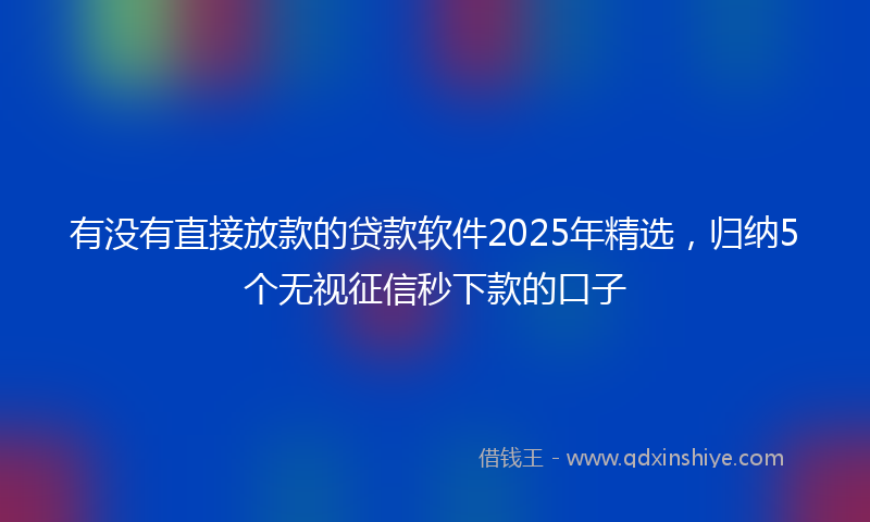 有没有直接放款的贷款软件2025年精选，归纳5个无视征信秒下款的口子