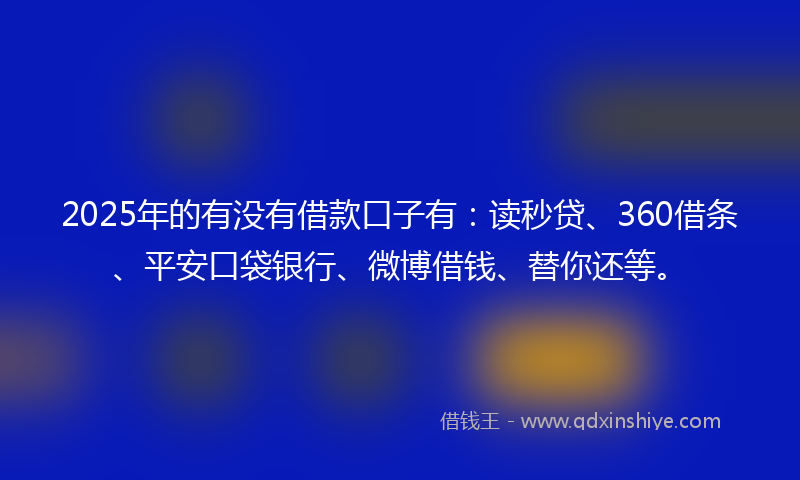 2025年的有没有借款口子有：读秒贷、360借条、平安口袋银行、微博借钱、替你还等。