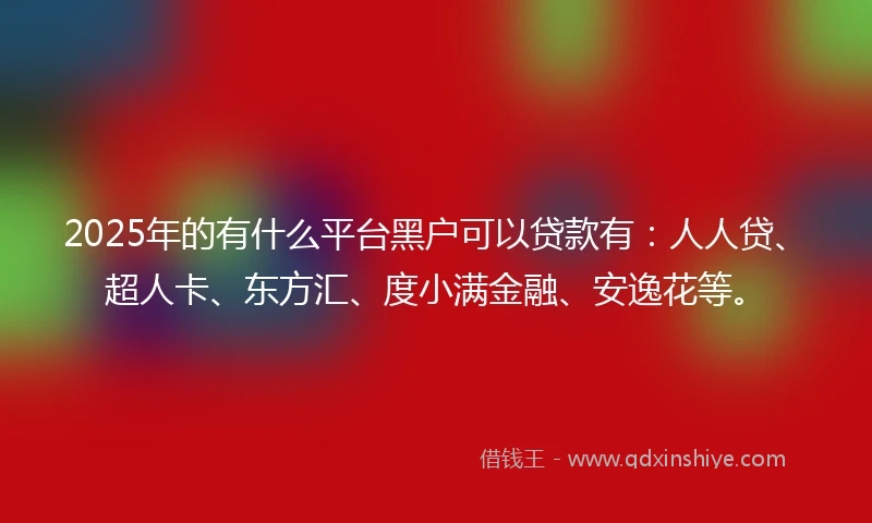 2025年的有什么平台黑户可以贷款有：人人贷、超人卡、东方汇、度小满金融、安逸花等。