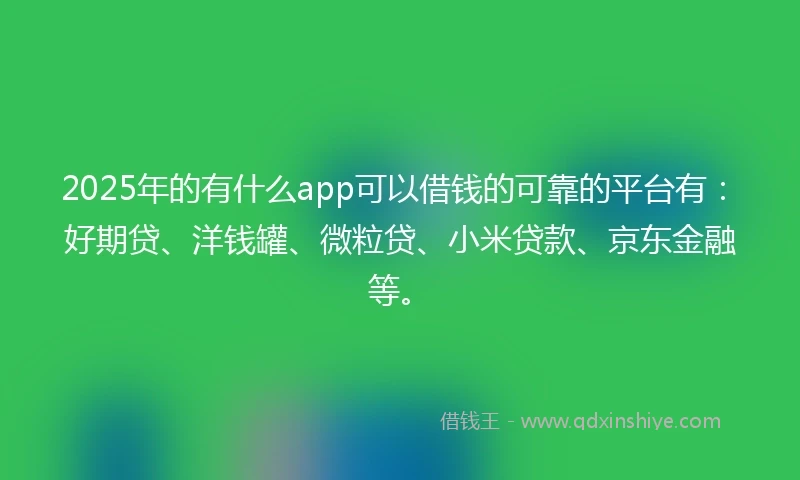 2025年的有什么app可以借钱的可靠的平台有：好期贷、洋钱罐、微粒贷、小米贷款、京东金融等。