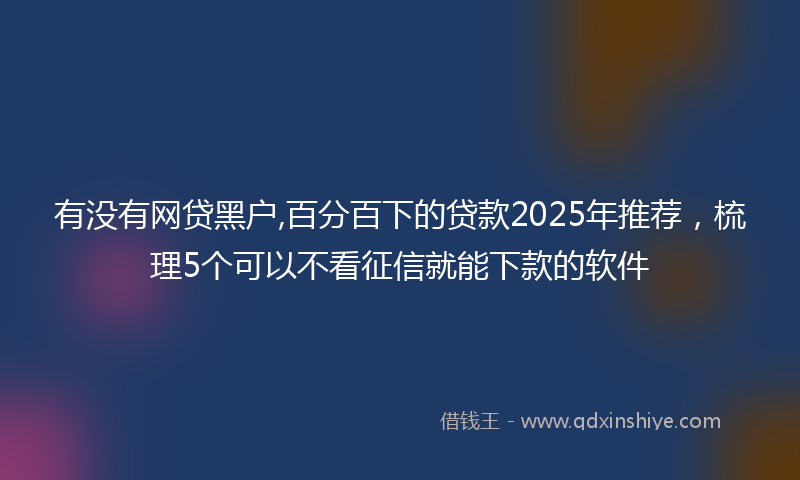 有没有网贷黑户,百分百下的贷款2025年推荐，梳理5个可以不看征信就能下款的软件
