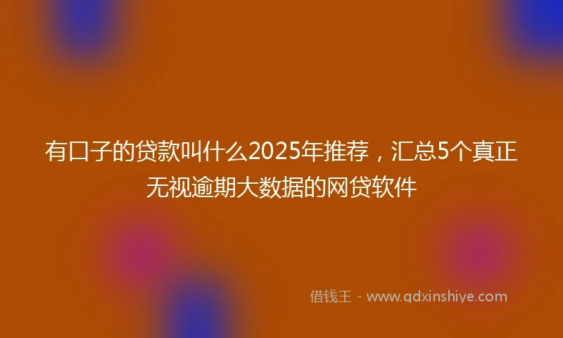 有口子的贷款叫什么2025年推荐，汇总5个真正无视逾期大数据的网贷软件