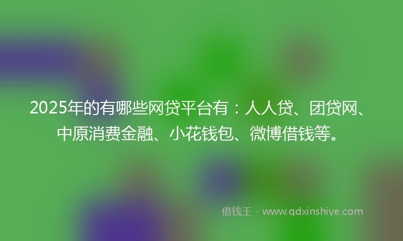 2025年的有哪些网贷平台有：人人贷、团贷网、中原消费金融、小花钱包、微博借钱等。