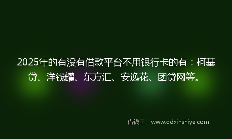 2025年的有没有借款平台不用银行卡的有：柯基贷、洋钱罐、东方汇、安逸花、团贷网等。
