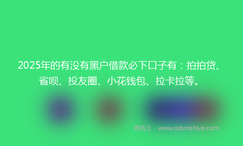 2025年的有没有黑户借款必下口子有：拍拍贷、省呗、投友圈、小花钱包、拉卡拉等。