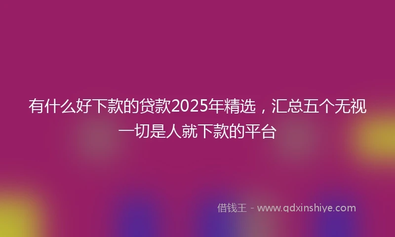 有什么好下款的贷款2025年精选，汇总五个无视一切是人就下款的平台