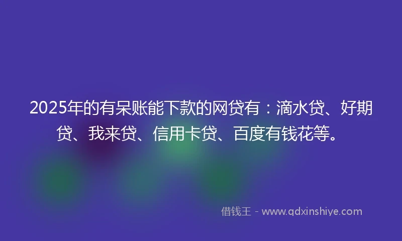 2025年的有呆账能下款的网贷有：滴水贷、好期贷、我来贷、信用卡贷、百度有钱花等。