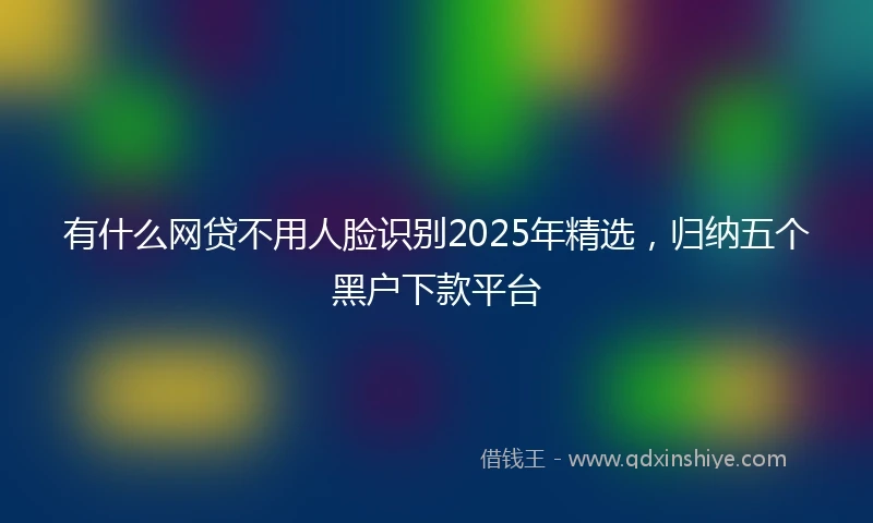 有什么网贷不用人脸识别2025年精选，归纳五个黑户下款平台