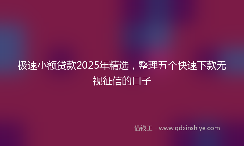 极速小额贷款2025年精选，整理五个快速下款无视征信的口子