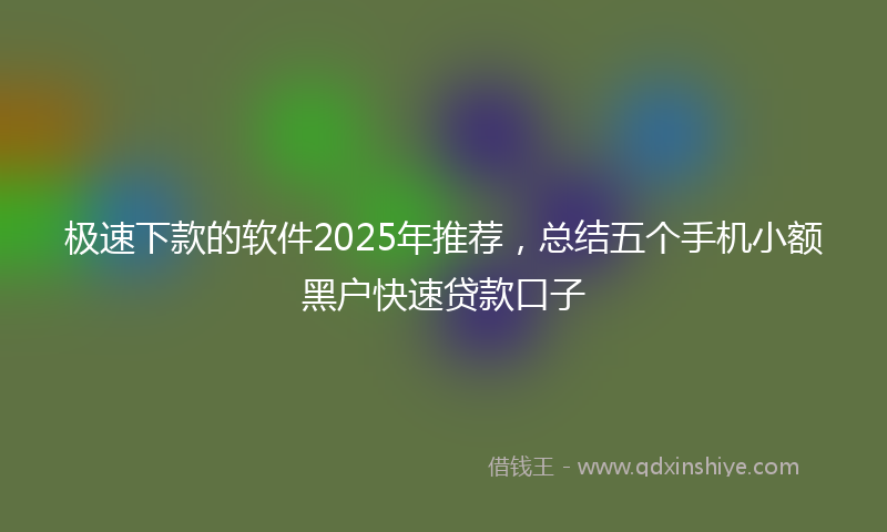 极速下款的软件2025年推荐,总结五个手机小额黑户快速贷款口子