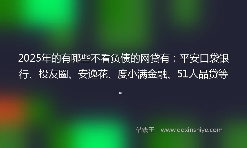 2025年的有哪些不看负债的网贷有:平安口袋银行、投友圈、安逸花、度小满金融、51人品贷等。
