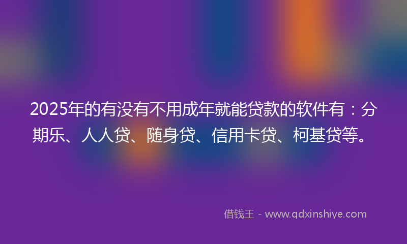2025年的有没有不用成年就能贷款的软件有：分期乐、人人贷、随身贷、信用卡贷、柯基贷等。