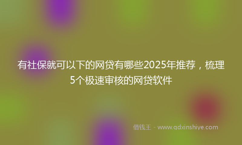 有社保就可以下的网贷有哪些2025年推荐，梳理5个极速审核的网贷软件