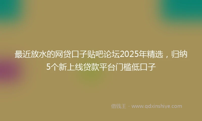 最近放水的网贷口子贴吧论坛2025年精选，归纳5个新上线贷款平台门槛低口子