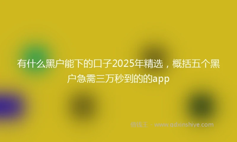 有什么黑户能下的口子2025年精选，概括五个黑户急需三万秒到的的app