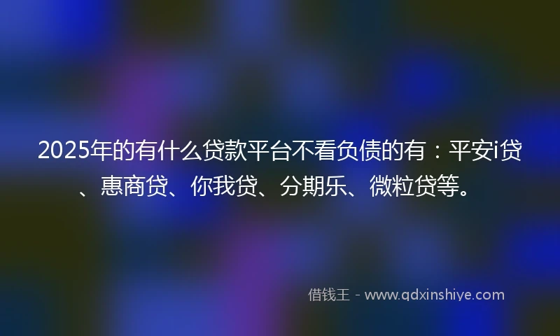 2025年的有什么贷款平台不看负债的有：平安i贷、惠商贷、你我贷、分期乐、微粒贷等。