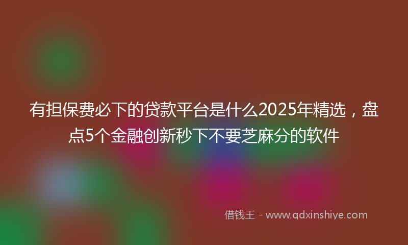 有担保费必下的贷款平台是什么2025年精选，盘点5个金融创新秒下不要芝麻分的软件