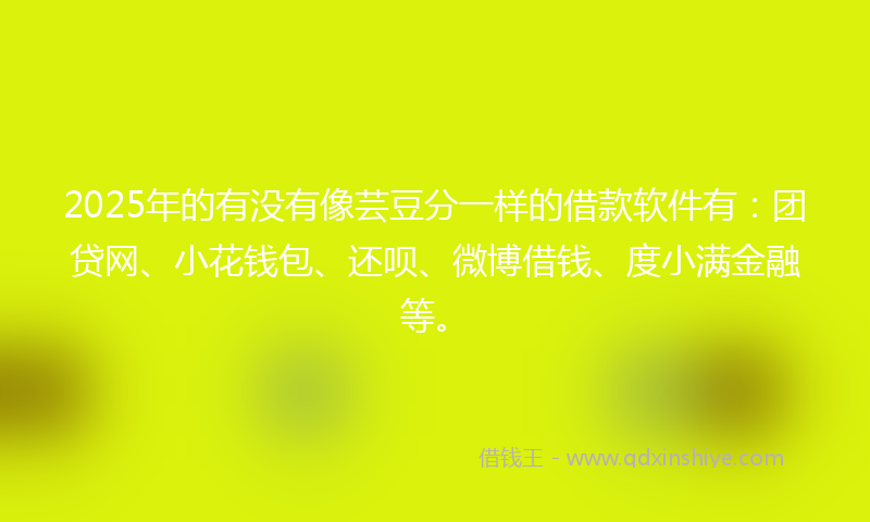 2025年的有没有像芸豆分一样的借款软件有：团贷网、小花钱包、还呗、微博借钱、度小满金融等。