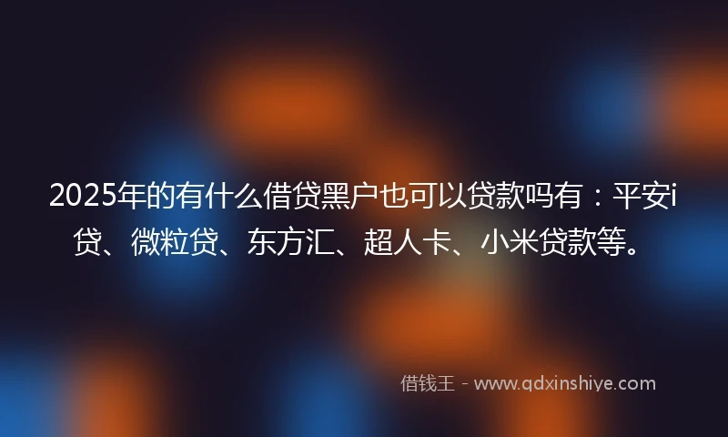 2025年的有什么借贷黑户也可以贷款吗有：平安i贷、微粒贷、东方汇、超人卡、小米贷款等。