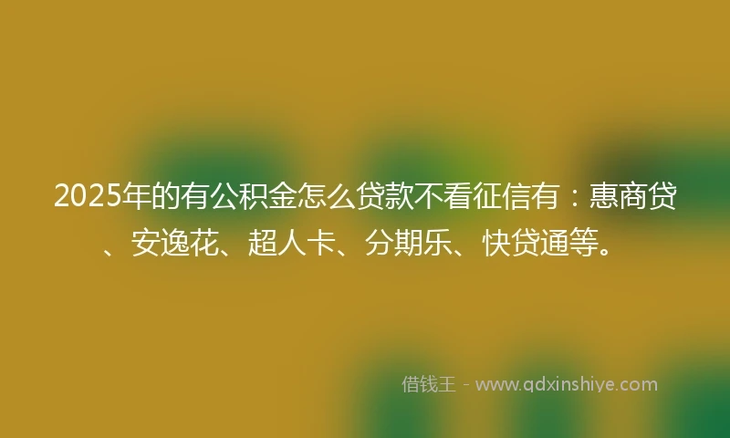2025年的有公积金怎么贷款不看征信有：惠商贷、安逸花、超人卡、分期乐、快贷通等。