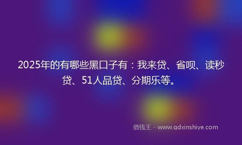 2025年的有哪些黑口子有：我来贷、省呗、读秒贷、51人品贷、分期乐等。