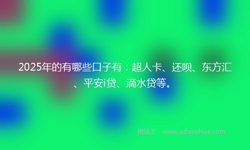 2025年的有哪些口子有：超人卡、还呗、东方汇、平安i贷、滴水贷等。