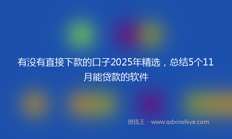 有没有直接下款的口子2025年精选，总结5个11月能贷款的软件