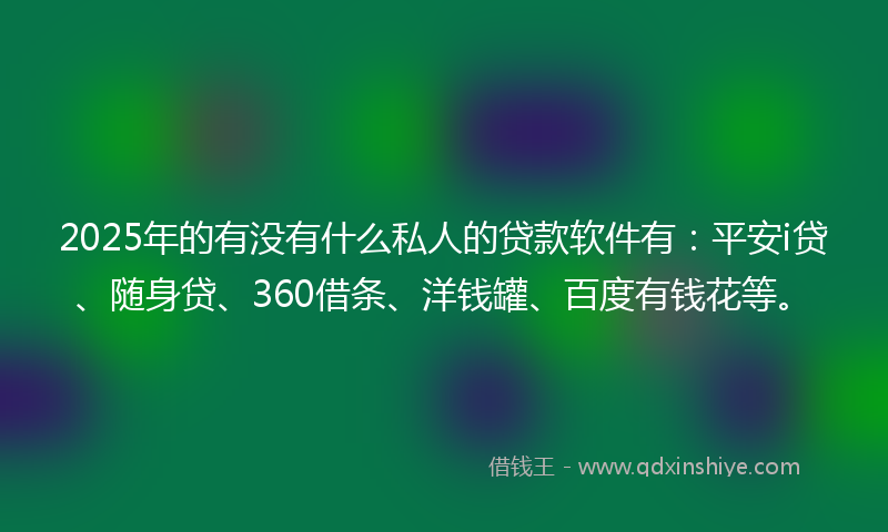 2025年的有没有什么私人的贷款软件有：平安i贷、随身贷、360借条、洋钱罐、百度有钱花等。