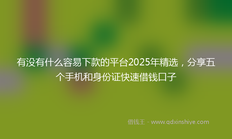 有没有什么容易下款的平台2025年精选，分享五个手机和身份证快速借钱口子