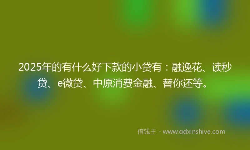 2025年的有什么好下款的小贷有：融逸花、读秒贷、e微贷、中原消费金融、替你还等。