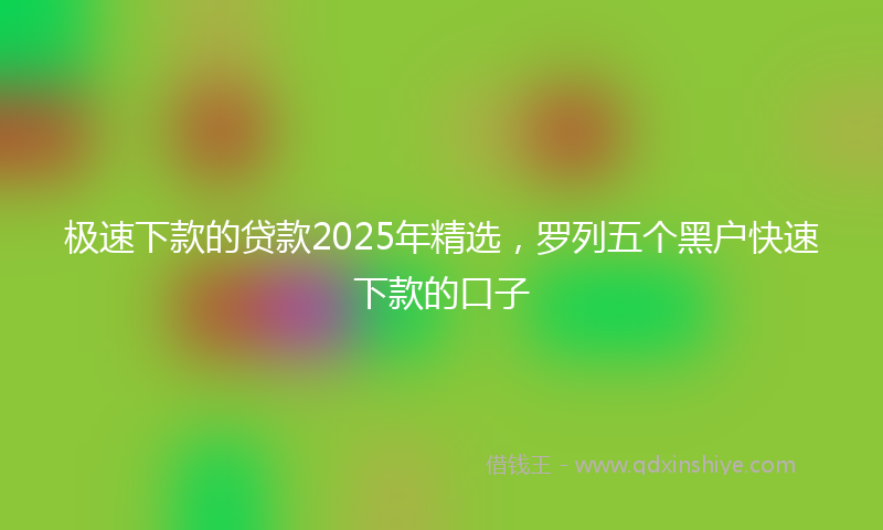 极速下款的贷款2025年精选，罗列五个黑户快速下款的口子