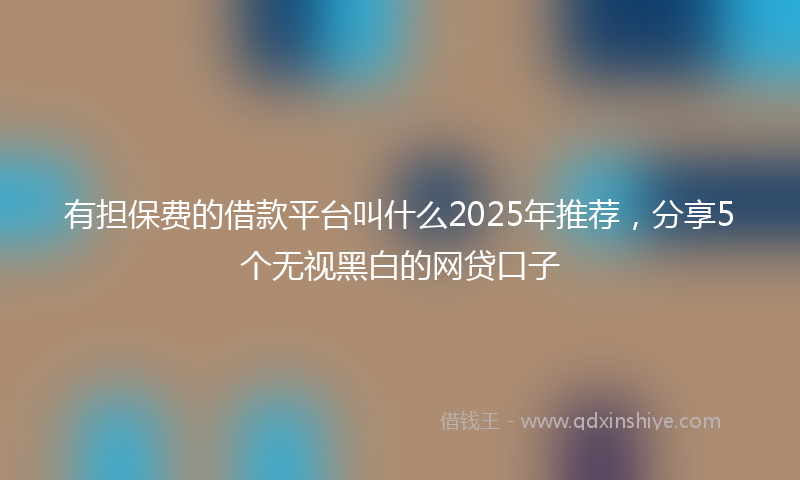 有担保费的借款平台叫什么2025年推荐,分享5个无视黑白的网贷口子