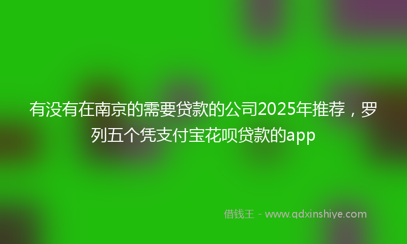 有没有在南京的需要贷款的公司2025年推荐，罗列五个凭支付宝花呗贷款的app