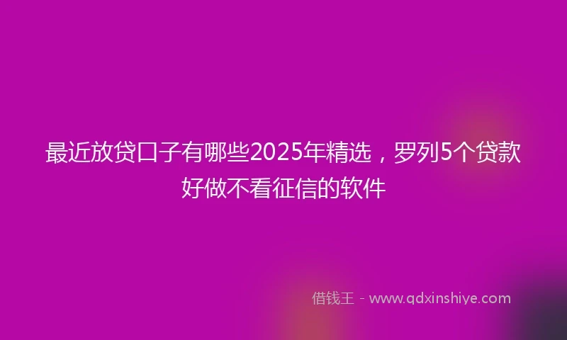 最近放贷口子有哪些2025年精选，罗列5个贷款好做不看征信的软件