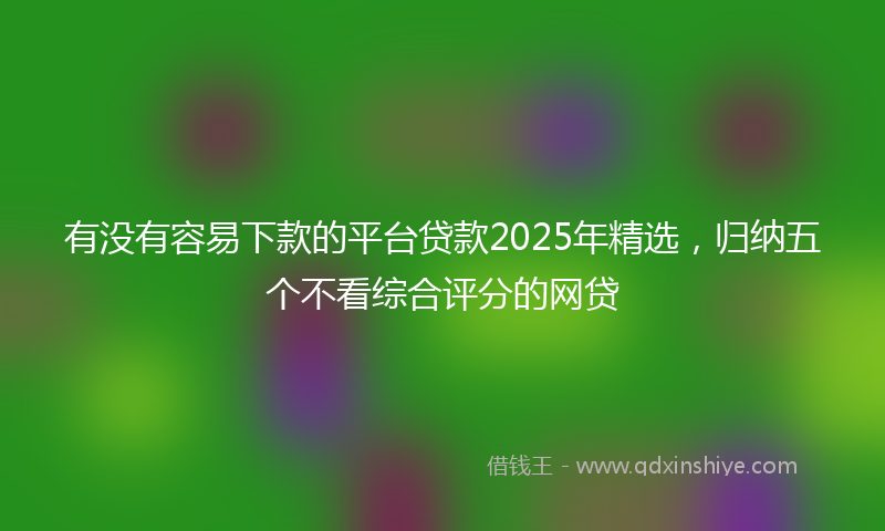 有没有容易下款的平台贷款2025年精选，归纳五个不看综合评分的网贷