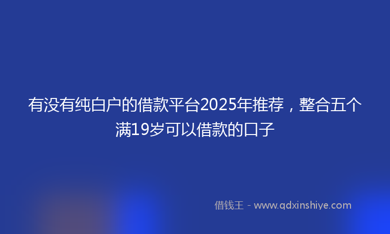 有没有纯白户的借款平台2025年推荐，整合五个满19岁可以借款的口子