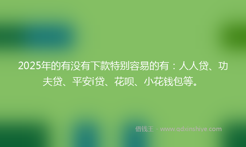 2025年的有没有下款特别容易的有：人人贷、功夫贷、平安i贷、花呗、小花钱包等。