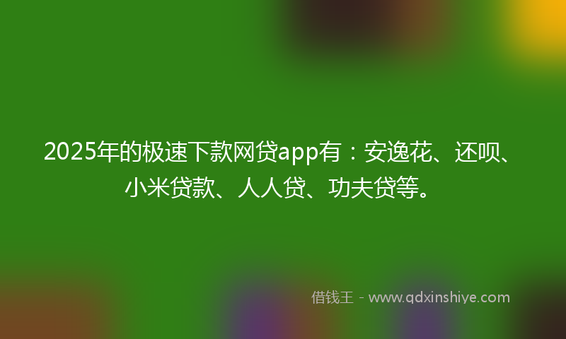 2025年的极速下款网贷app有：安逸花、还呗、小米贷款、人人贷、功夫贷等。