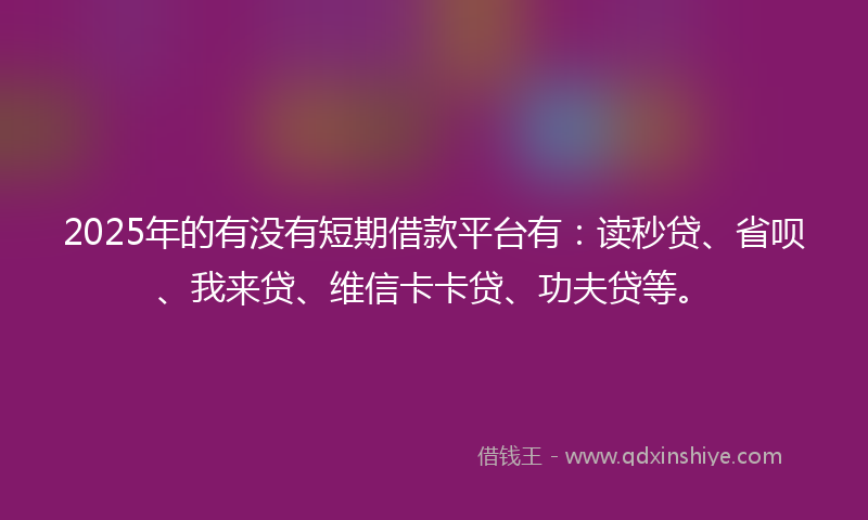 2025年的有没有短期借款平台有：读秒贷、省呗、我来贷、维信卡卡贷、功夫贷等。
