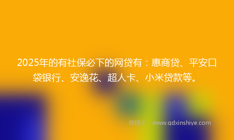2025年的有社保必下的网贷有：惠商贷、平安口袋银行、安逸花、超人卡、小米贷款等。