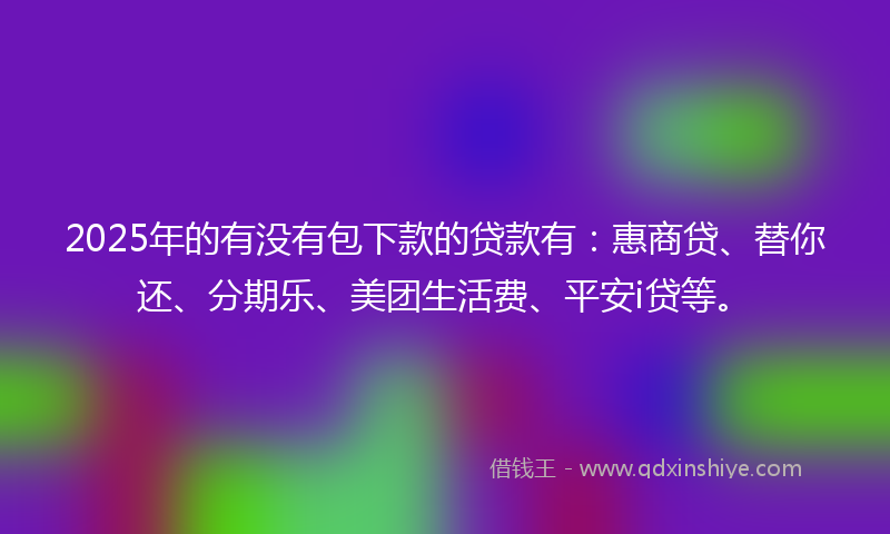2025年的有没有包下款的贷款有：惠商贷、替你还、分期乐、美团生活费、平安i贷等。