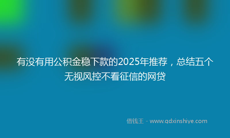 有没有用公积金稳下款的2025年推荐,总结五个无视风控不看征信的网贷
