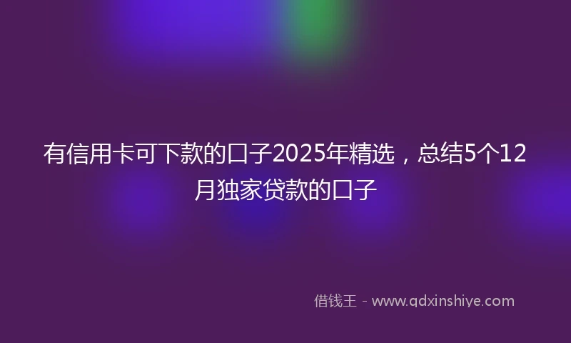 有信用卡可下款的口子2025年精选，总结5个12月独家贷款的口子