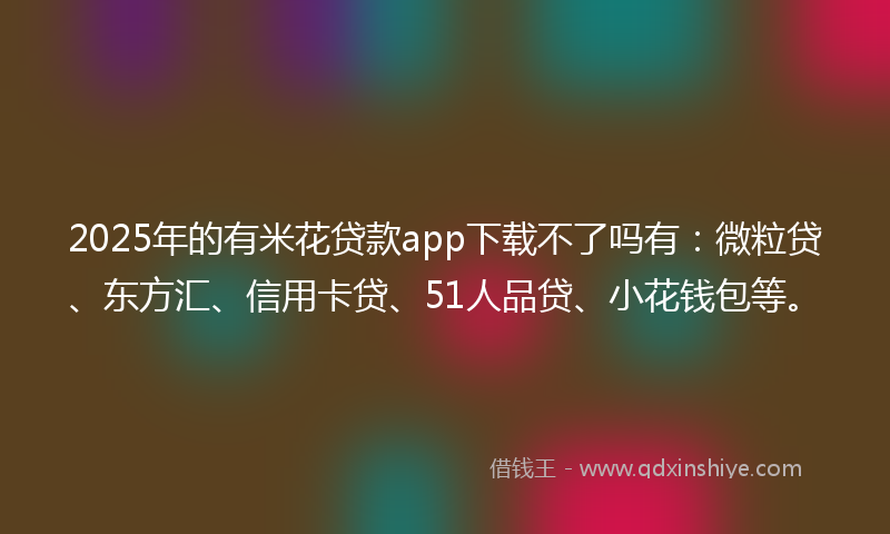 2025年的有米花贷款app下载不了吗有：微粒贷、东方汇、信用卡贷、51人品贷、小花钱包等。