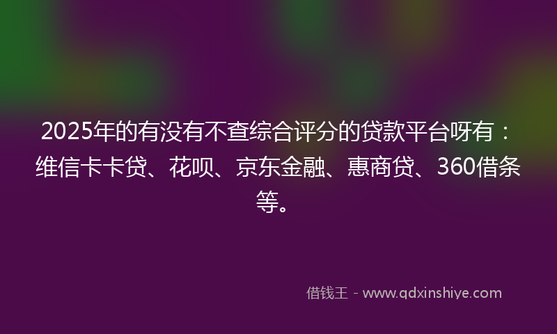 2025年的有没有不查综合评分的贷款平台呀有：维信卡卡贷、花呗、京东金融、惠商贷、360借条等。