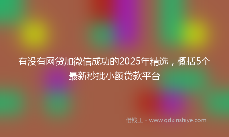 有没有网贷加微信成功的2025年精选，概括5个最新秒批小额贷款平台