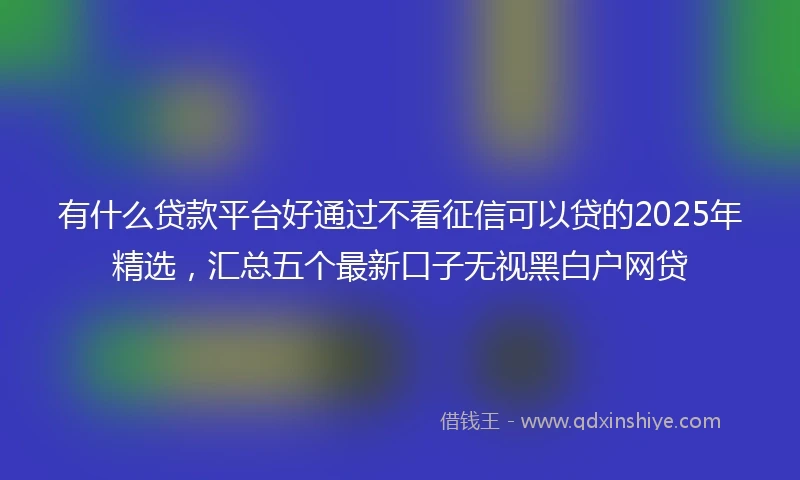 有什么贷款平台好通过不看征信可以贷的2025年精选，汇总五个最新口子无视黑白户网贷
