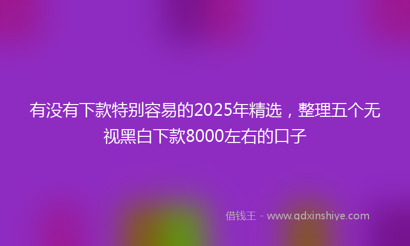 有没有下款特别容易的2025年精选，整理五个无视黑白下款8000左右的口子