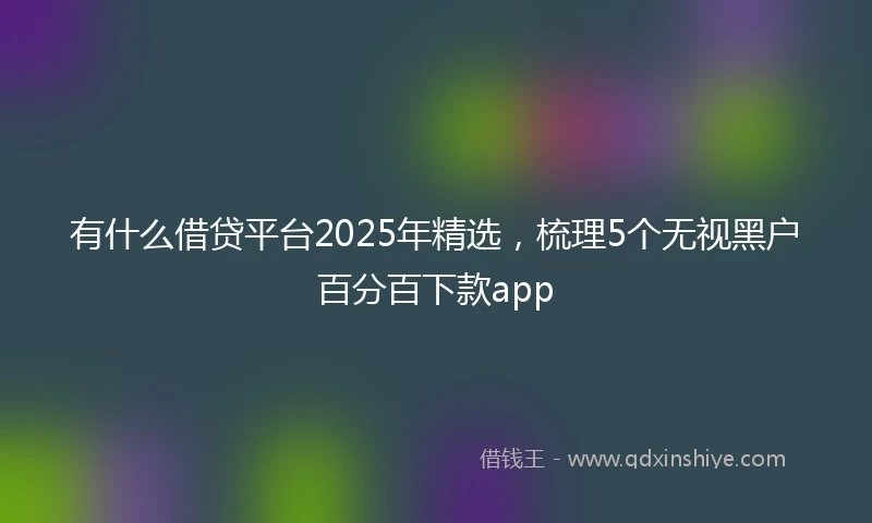 有什么借贷平台2025年精选，梳理5个无视黑户百分百下款app